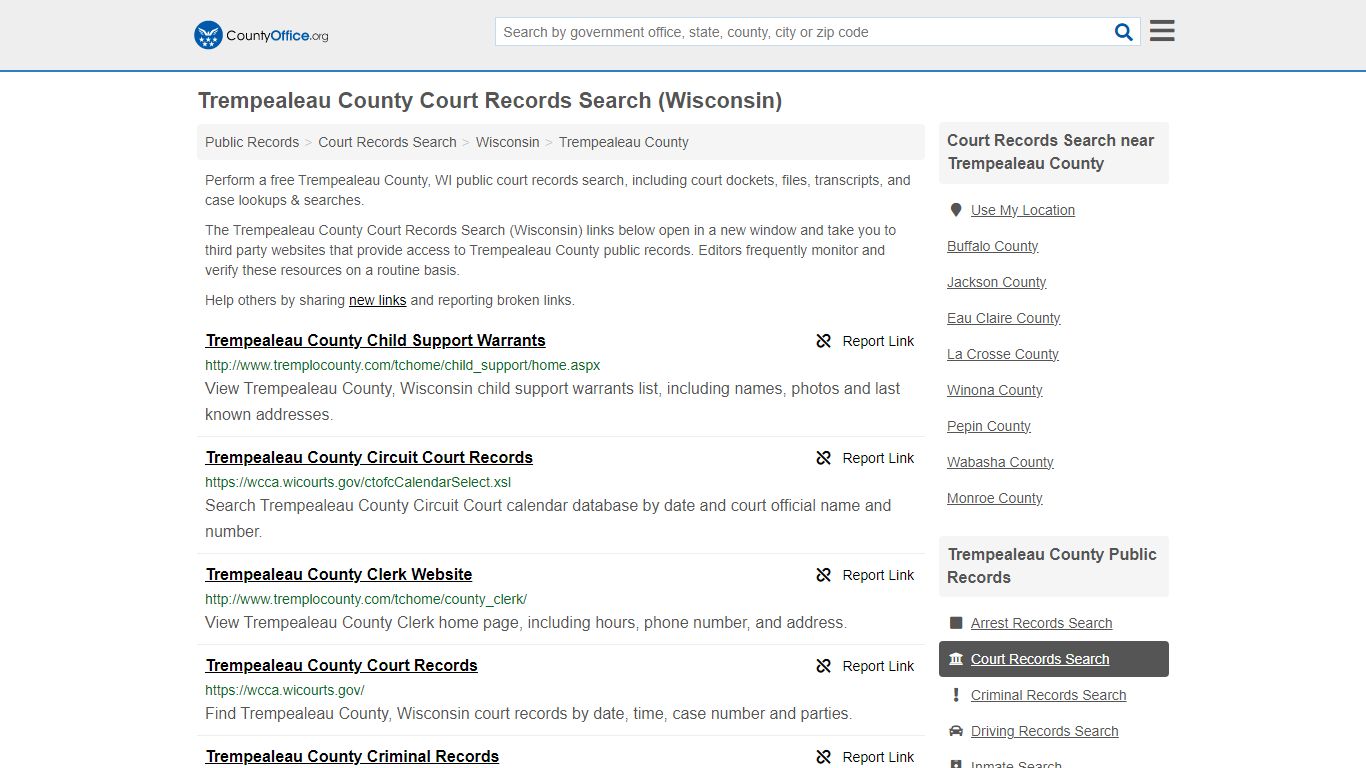 Trempealeau County Court Records Search (Wisconsin) - County Office