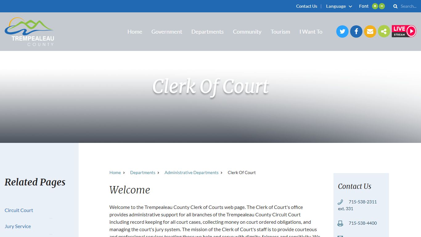 Clerk of Court - Trempealeau County