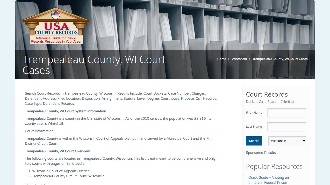 Trempealeau County, WI Court Cases | Name Search