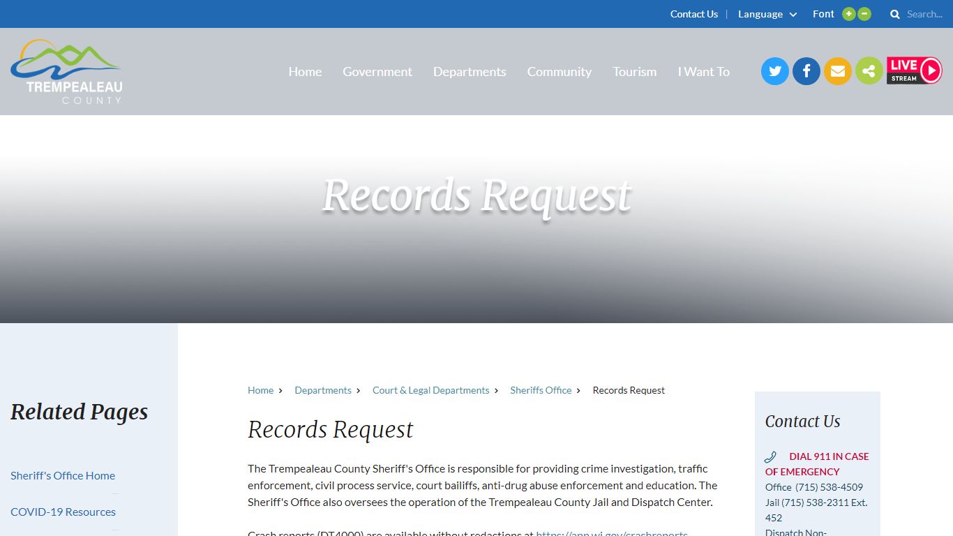 Records Request - Trempealeau County